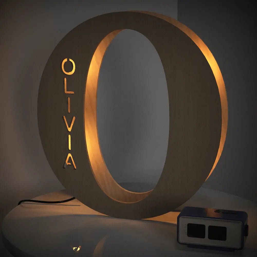 Personalized Wooden Letter Lamp With Custom Name Alphabet Night Lights 28CM - Piryoung Shop