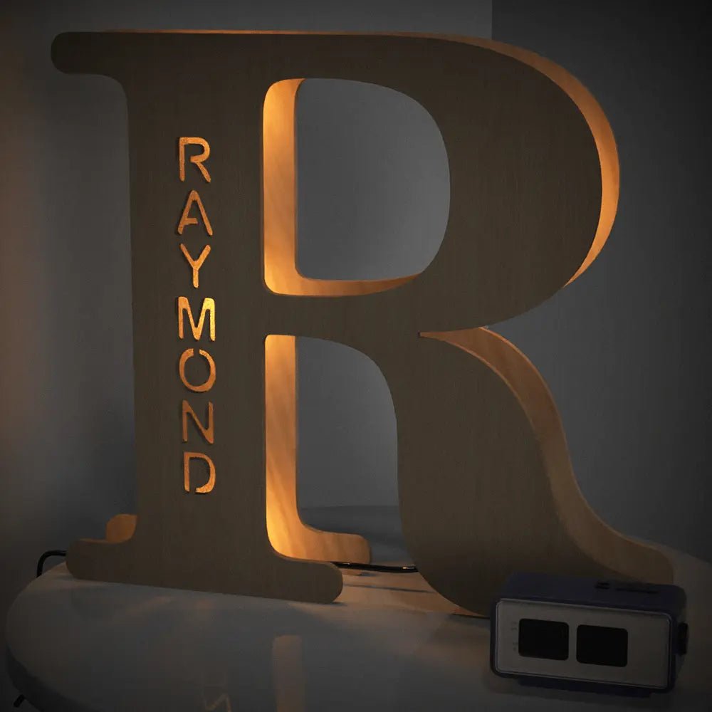 Personalized Wooden Letter Lamp With Custom Name Alphabet Night Lights 28CM - Piryoung Shop