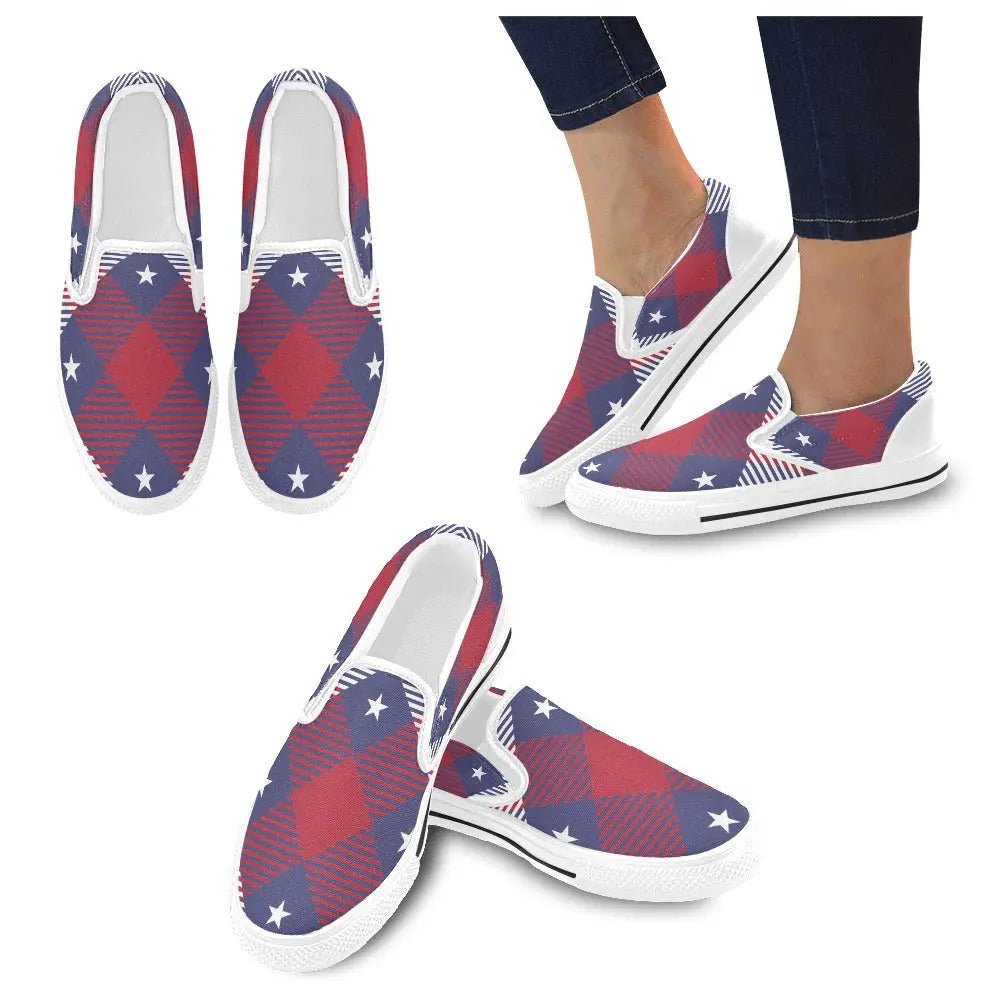 Tartan Slip - on Canvas Women's Shoes - Piryoung Shop