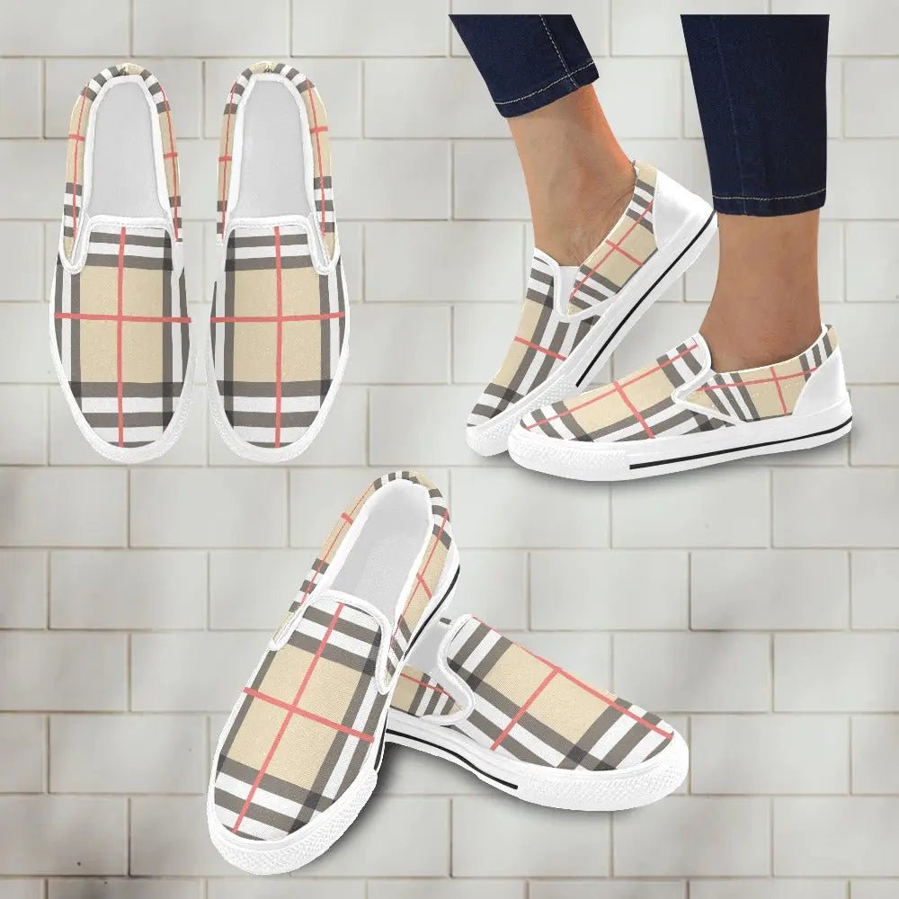 Tartan Slip - on Canvas Women's Shoes - Piryoung Shop