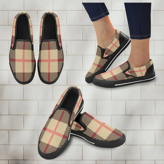Tartan Slip - on Canvas Women's Shoes - Piryoung Shop