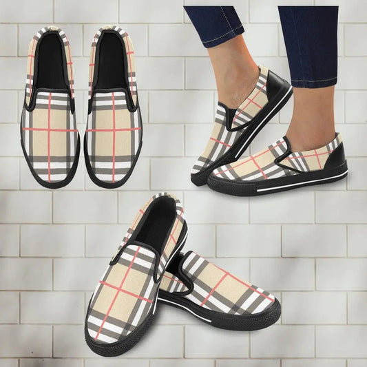 Tartan Slip - on Canvas Women's Shoes - Piryoung Shop