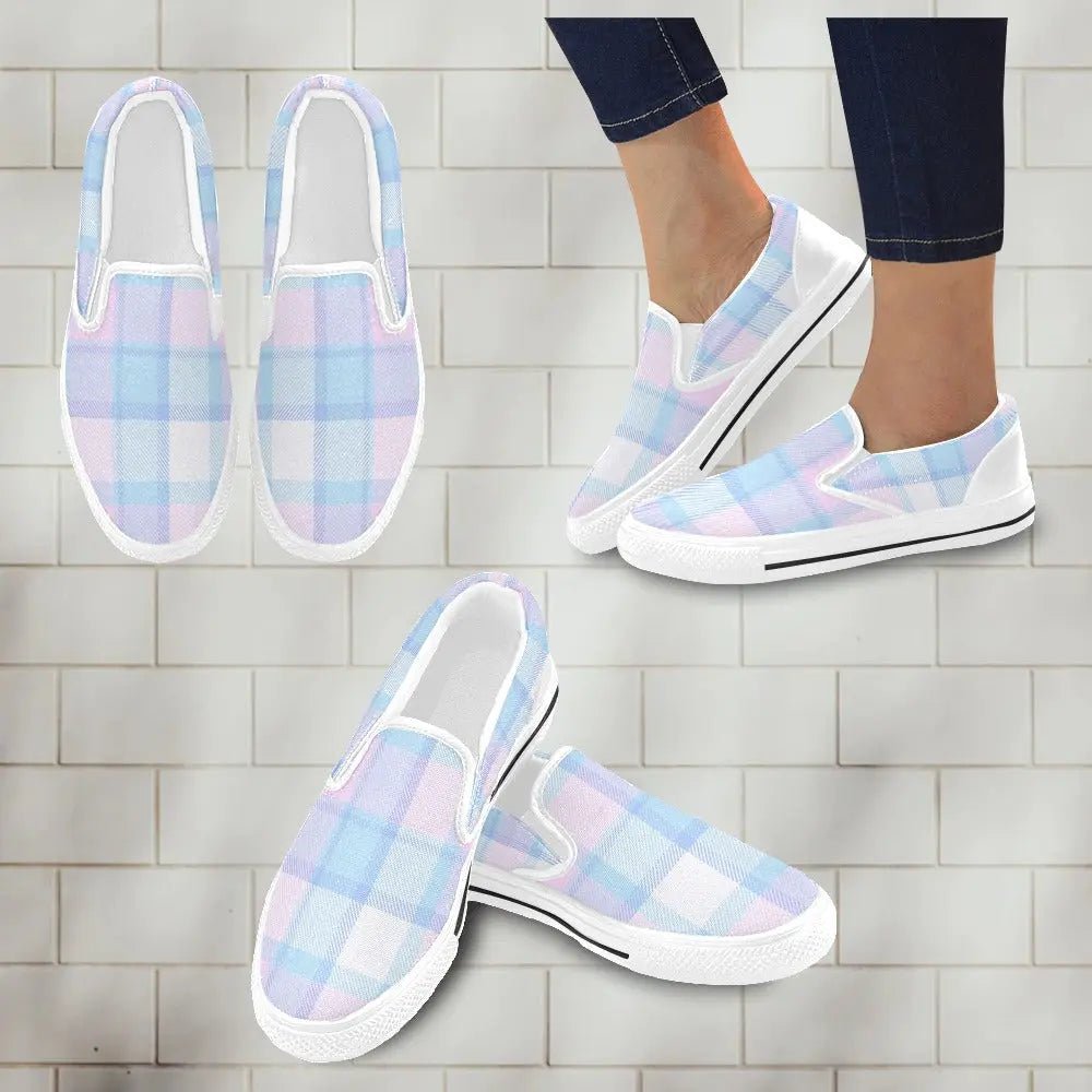 Tartan Slip - on Canvas Women's Shoes - Piryoung Shop