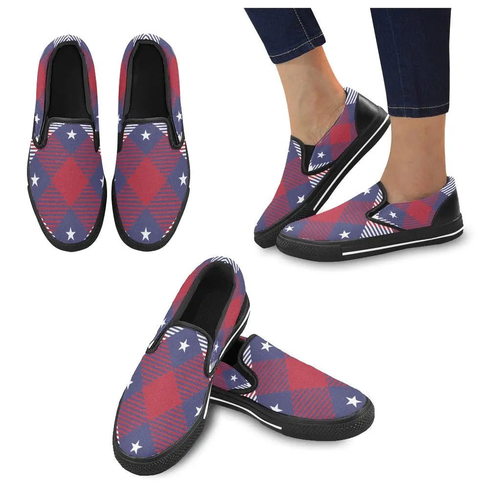 Tartan Slip - on Canvas Women's Shoes - Piryoung Shop