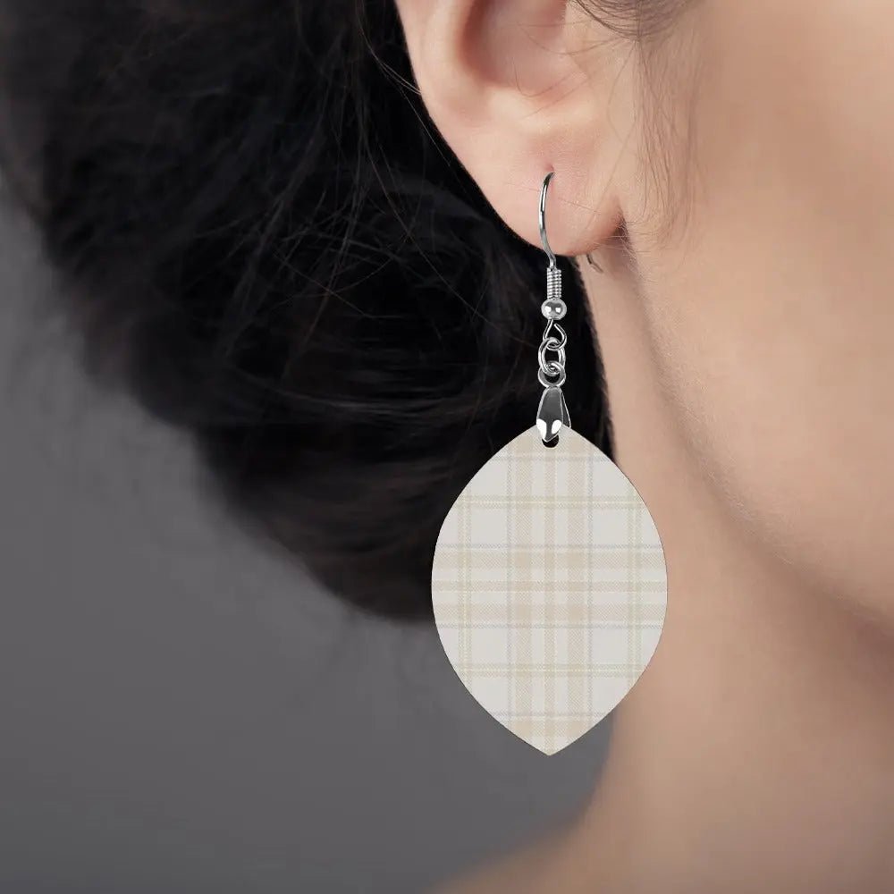 Tartan Wooden Apricot Earing - Piryoung Shop