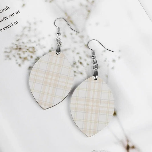 Tartan Wooden Apricot Earing - Piryoung Shop