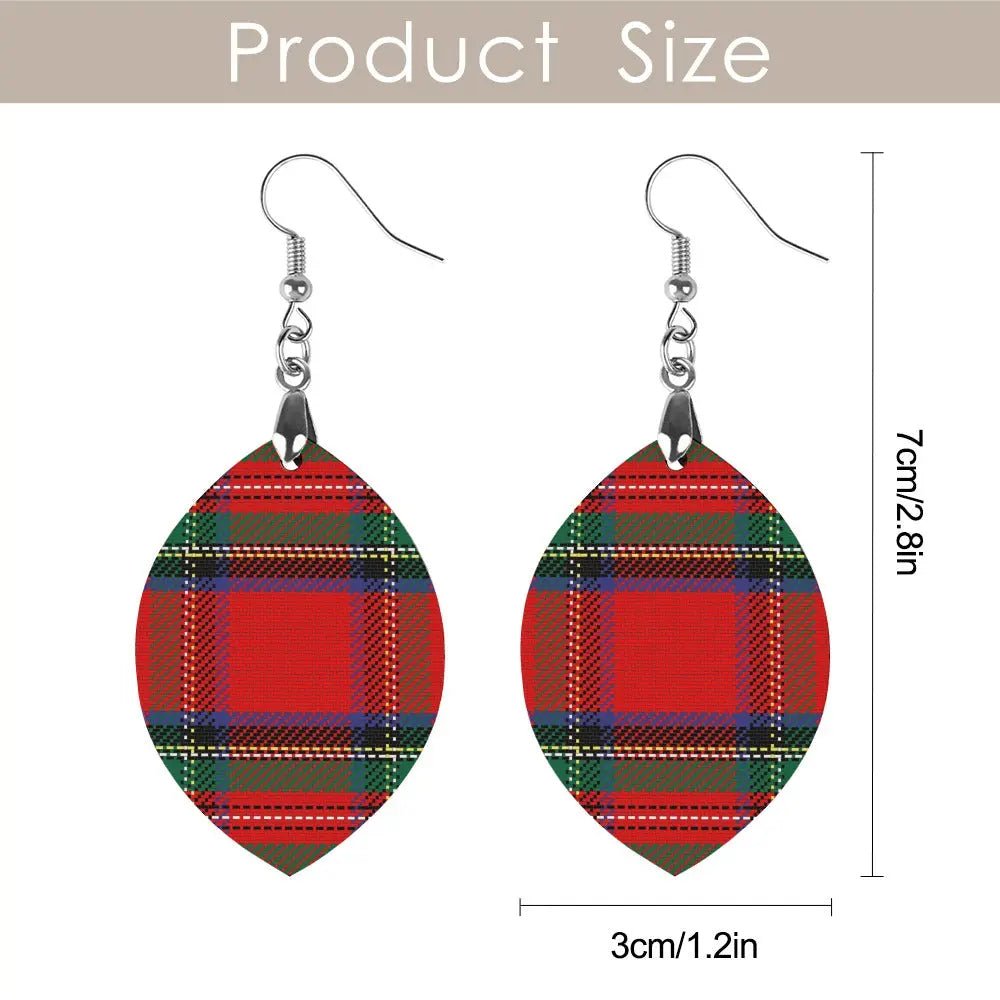 Tartan Wooden Apricot Earring - Piryoung Shop