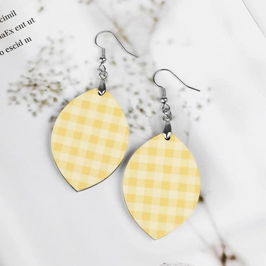 Tartan Wooden Apricot Earring - Piryoung Shop