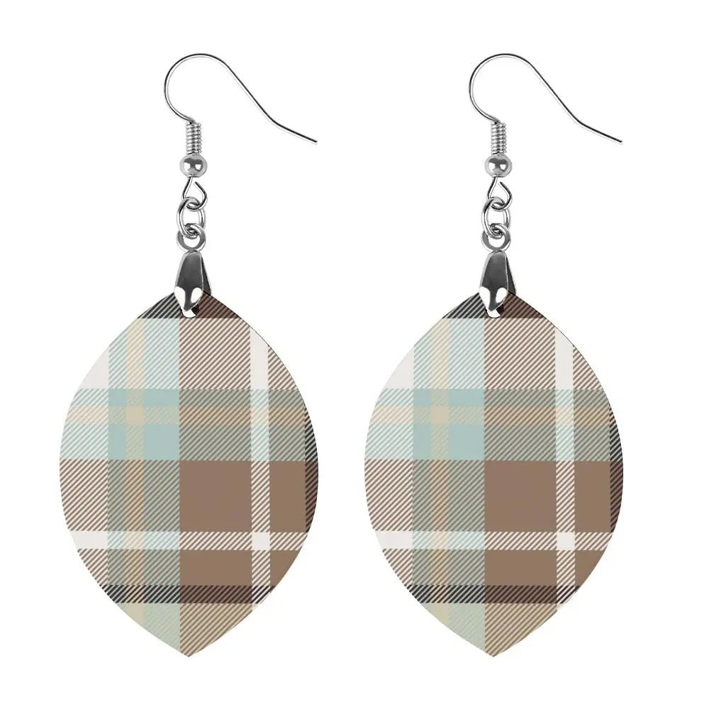 Tartan Wooden Apricot Earring - Piryoung Shop
