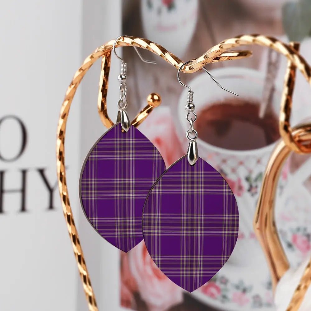 Tartan Wooden Apricot Earring - Piryoung Shop