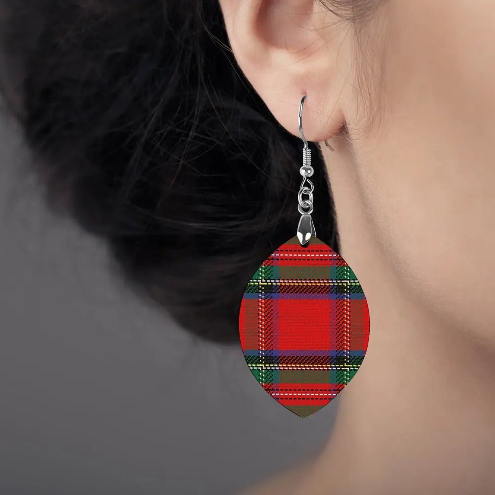Tartan Wooden Apricot Earring - Piryoung Shop