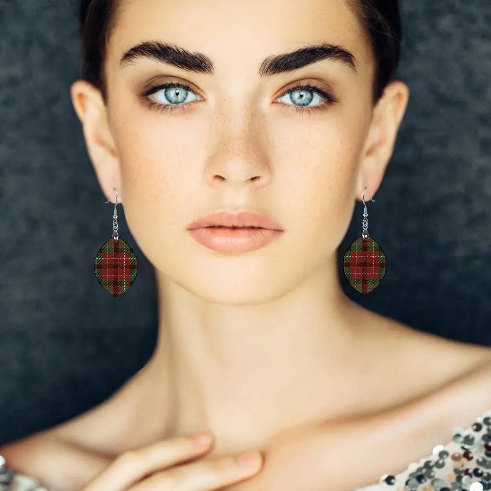 Tartan Wooden Apricot Earring - Piryoung Shop