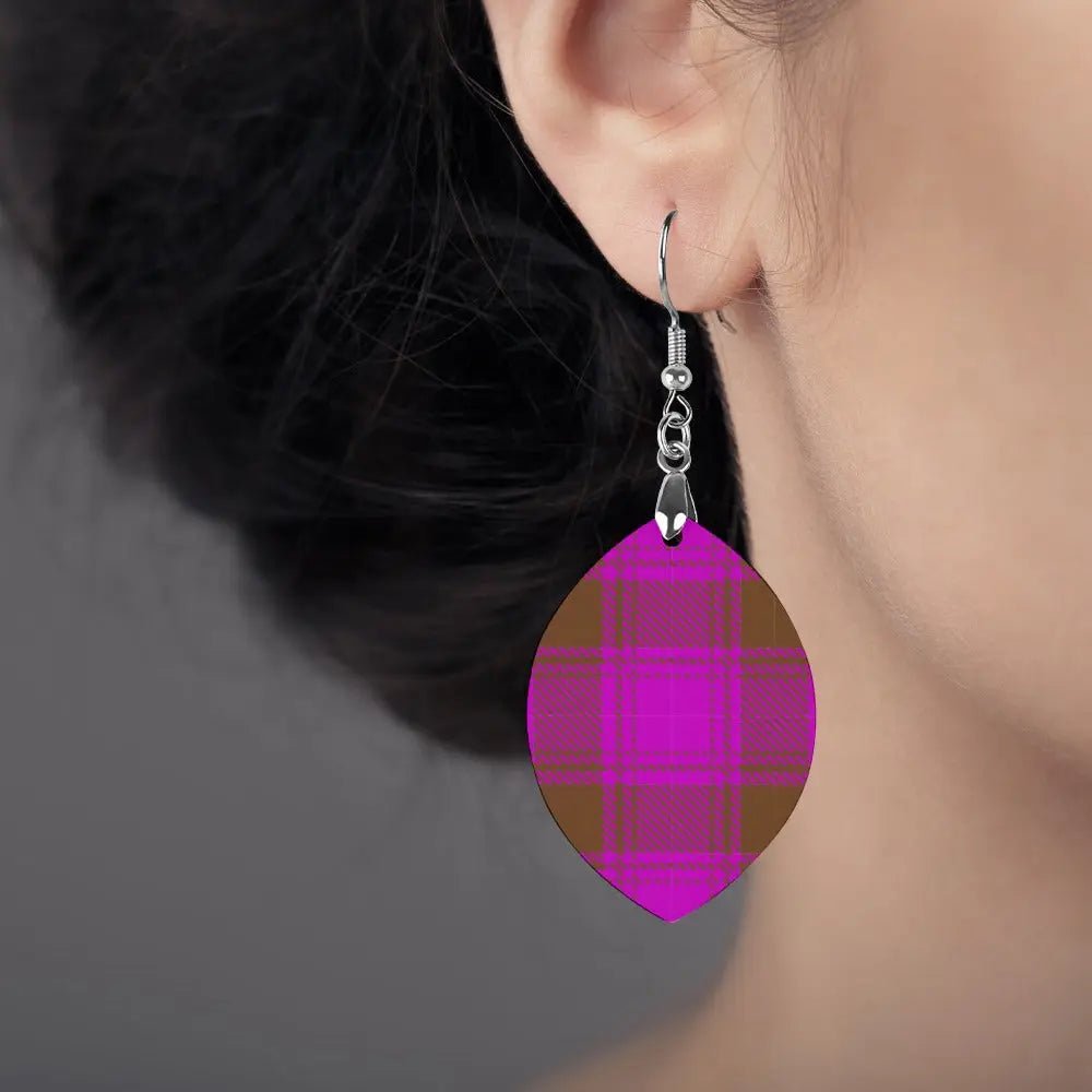Tartan Wooden Apricot Earring - Piryoung Shop