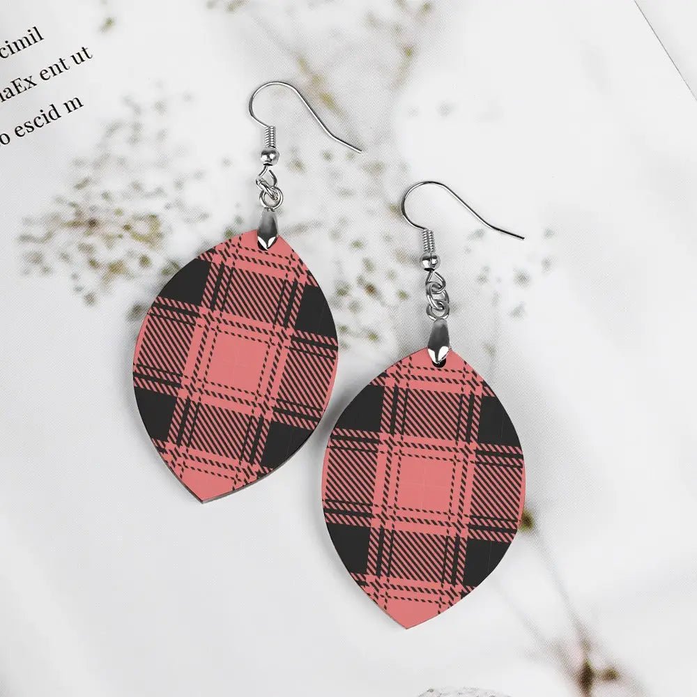 Tartan Wooden Apricot Earring - Piryoung Shop