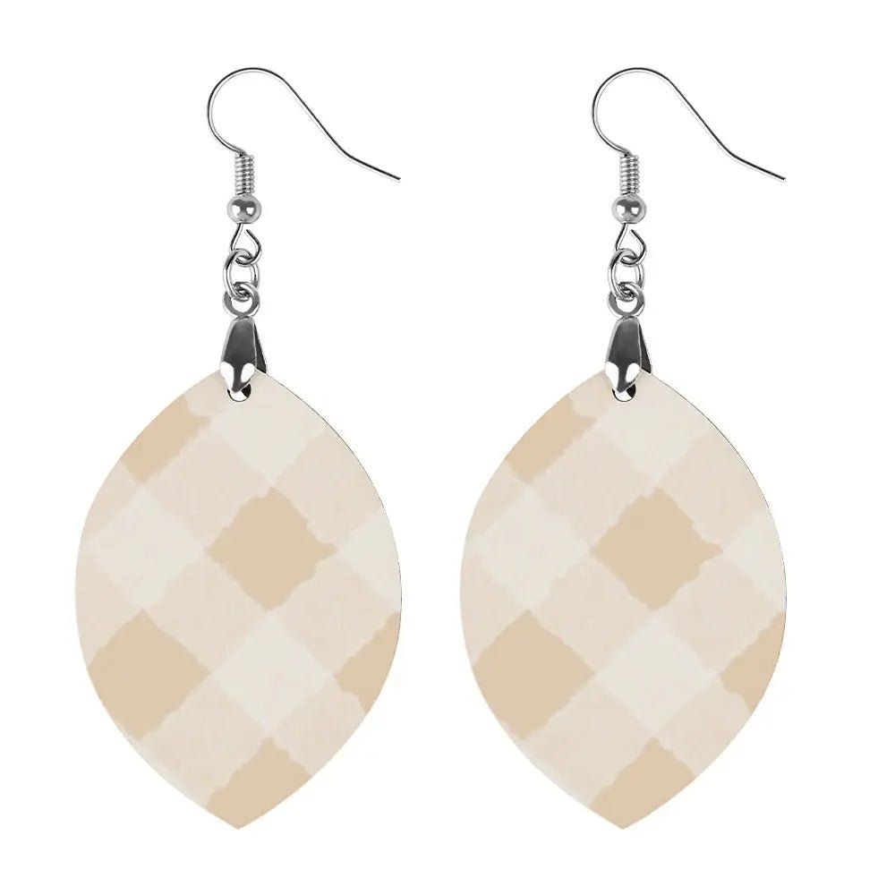 Tartan Wooden Apricot Earring - Piryoung Shop