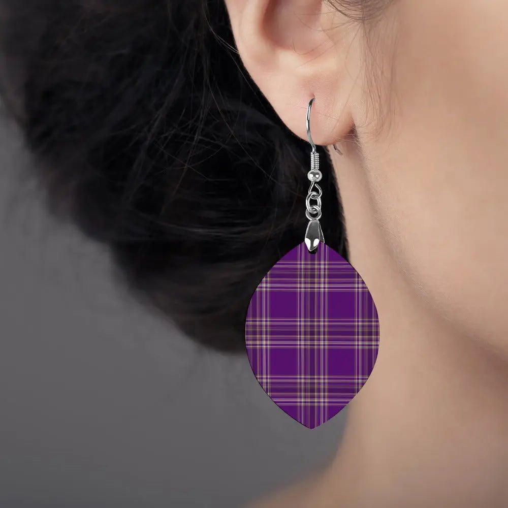 Tartan Wooden Apricot Earring - Piryoung Shop