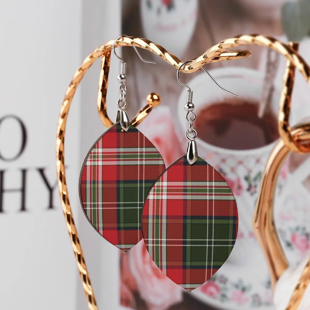 Tartan Wooden Apricot Earring - Piryoung Shop