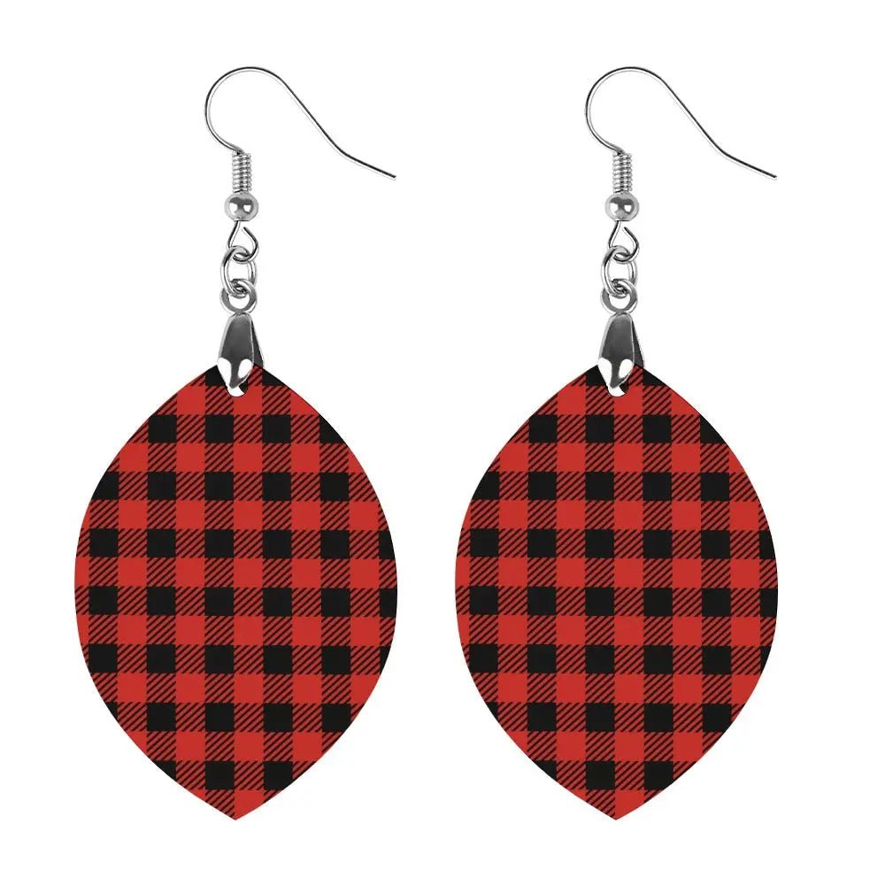 Tartan Wooden Apricot Earring - Piryoung Shop