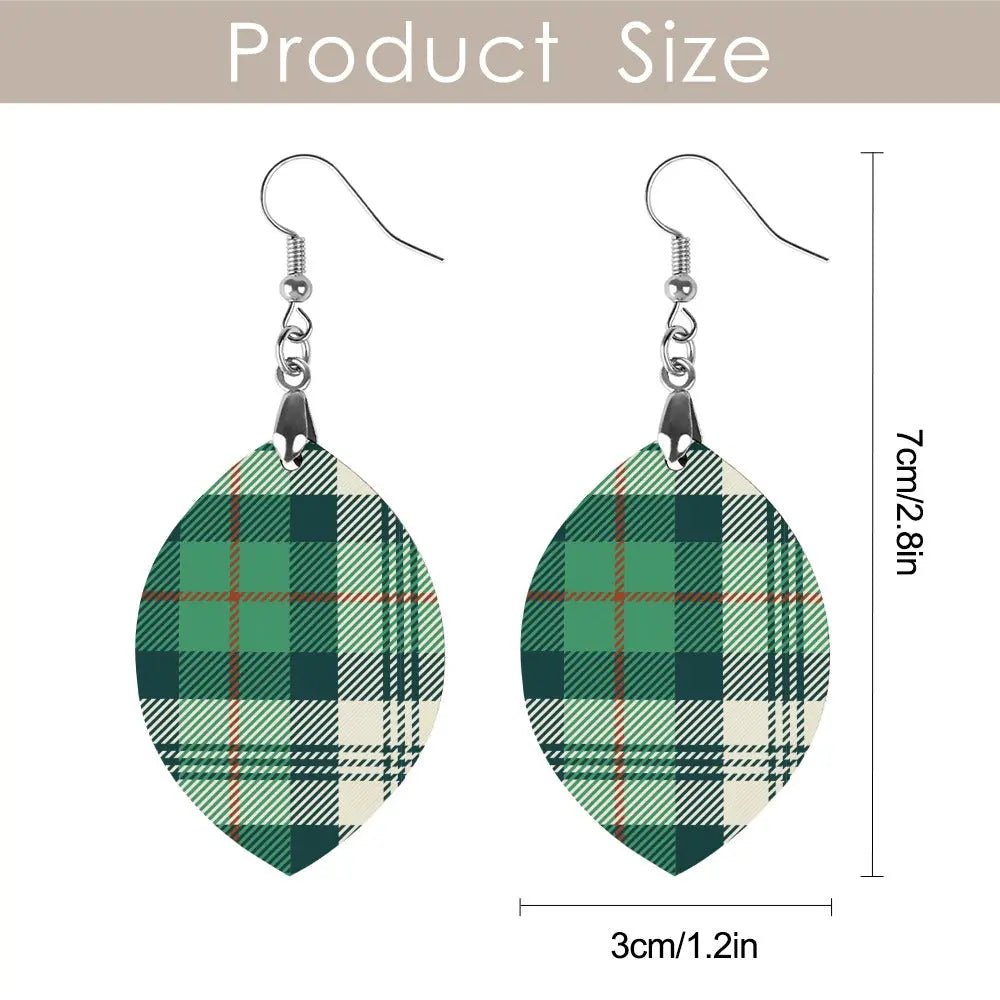 Tartan Wooden Apricot Earring - Piryoung Shop