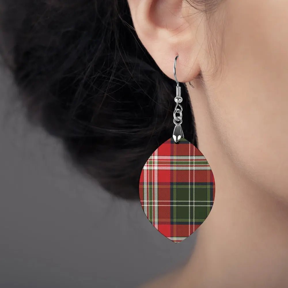 Tartan Wooden Apricot Earring - Piryoung Shop