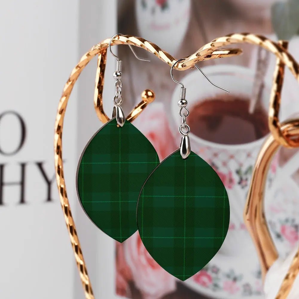 Tartan Wooden Apricot Earring - Piryoung Shop