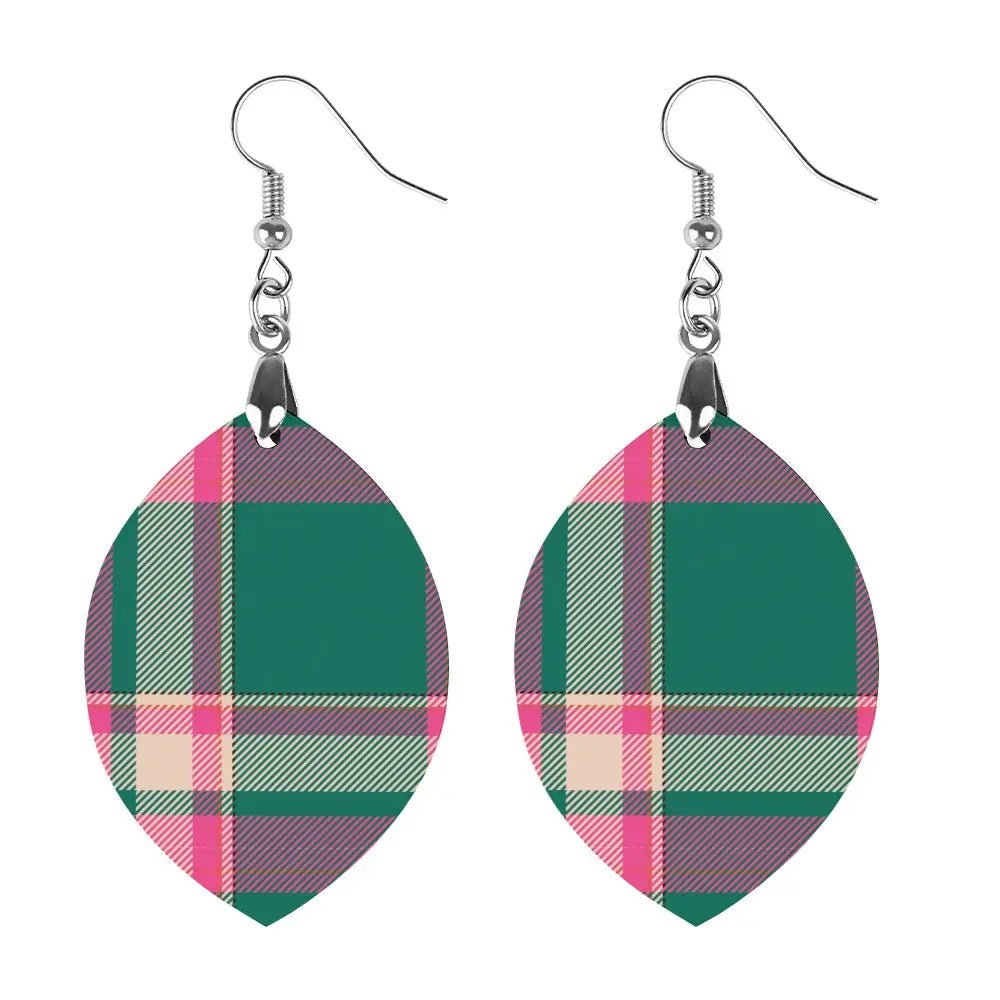 Tartan Wooden Apricot Earring - Piryoung Shop