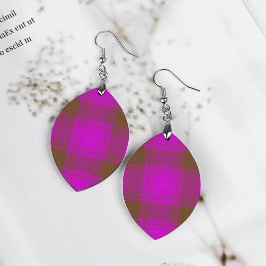 Tartan Wooden Apricot Earring - Piryoung Shop