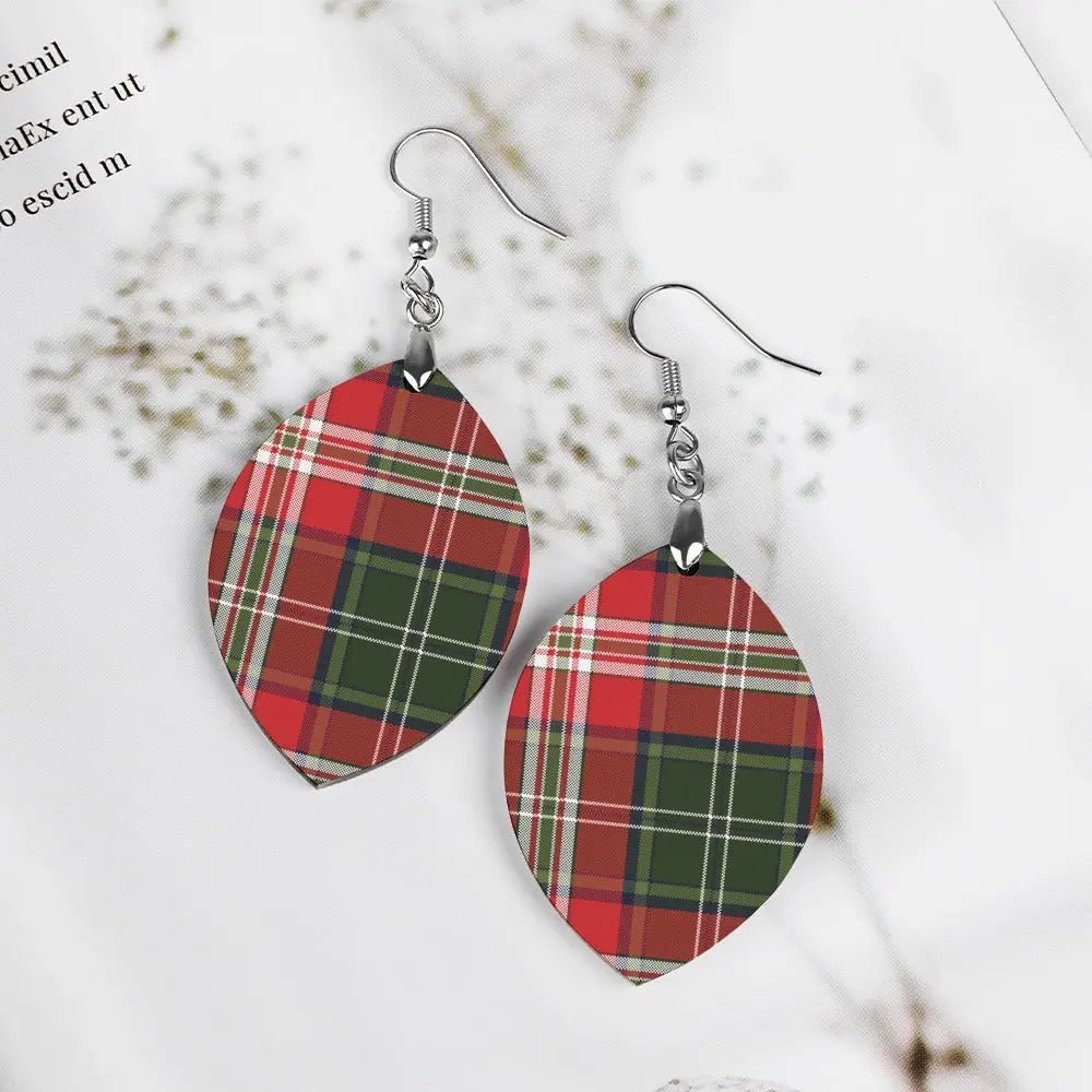 Tartan Wooden Apricot Earring - Piryoung Shop