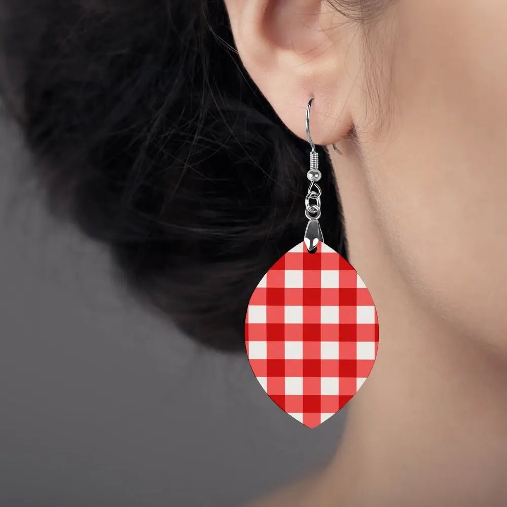 Tartan Wooden Apricot Earring - Piryoung Shop