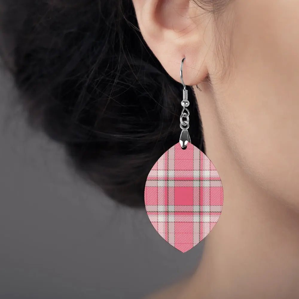 Tartan Wooden Apricot Earring - Piryoung Shop