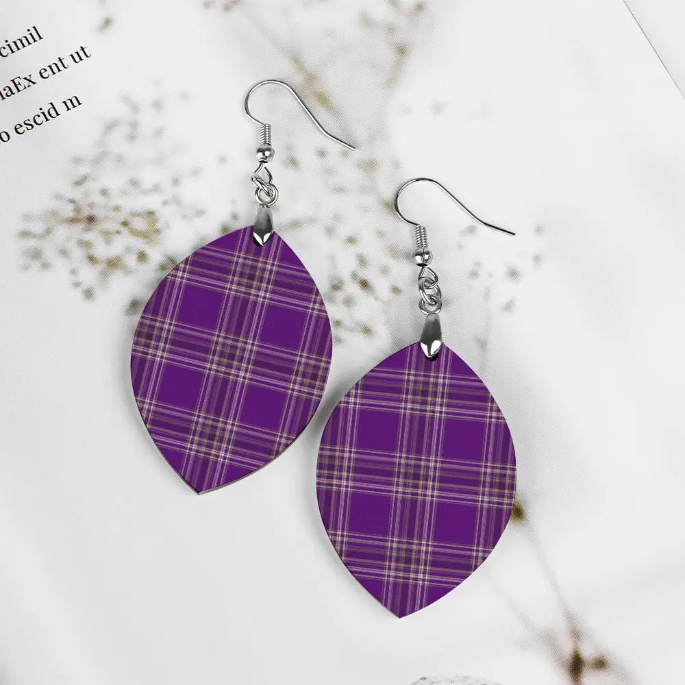 Tartan Wooden Apricot Earring - Piryoung Shop
