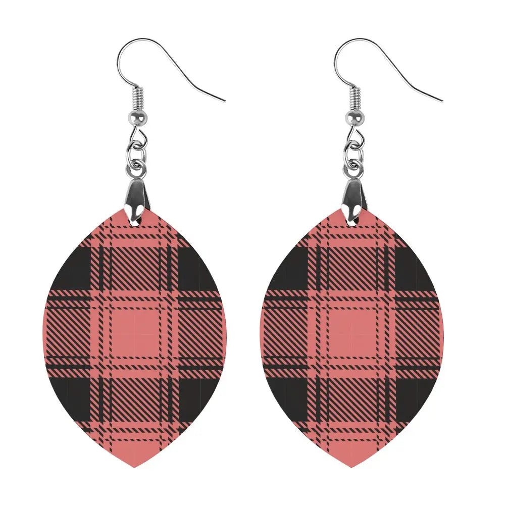 Tartan Wooden Apricot Earring - Piryoung Shop