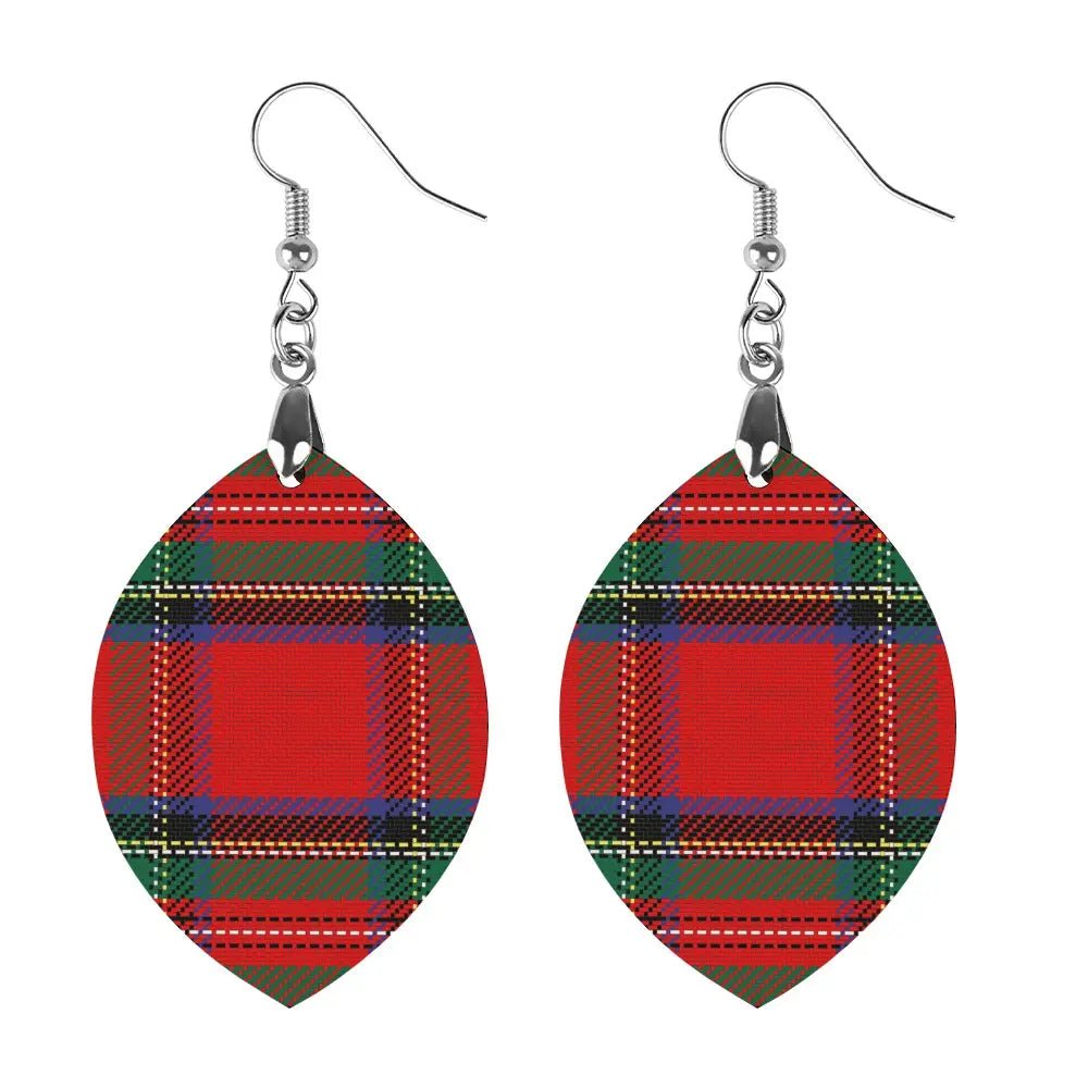 Tartan Wooden Apricot Earring - Piryoung Shop