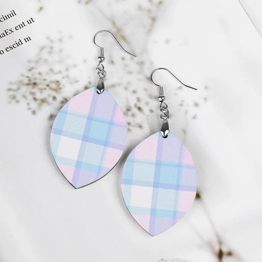 Tartan Wooden Apricot Earring - Piryoung Shop