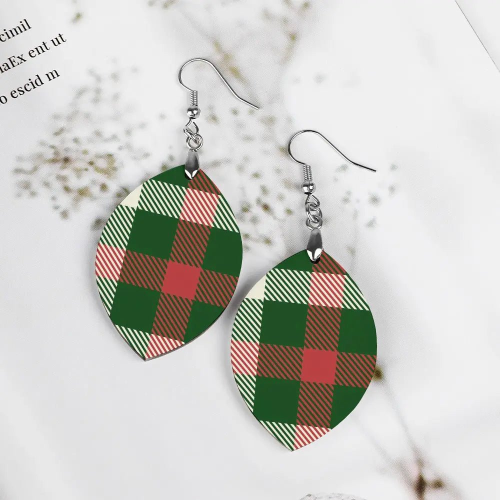 Tartan Wooden Apricot Earring - Piryoung Shop