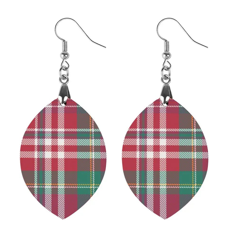 Tartan Wooden Apricot Earring - Piryoung Shop
