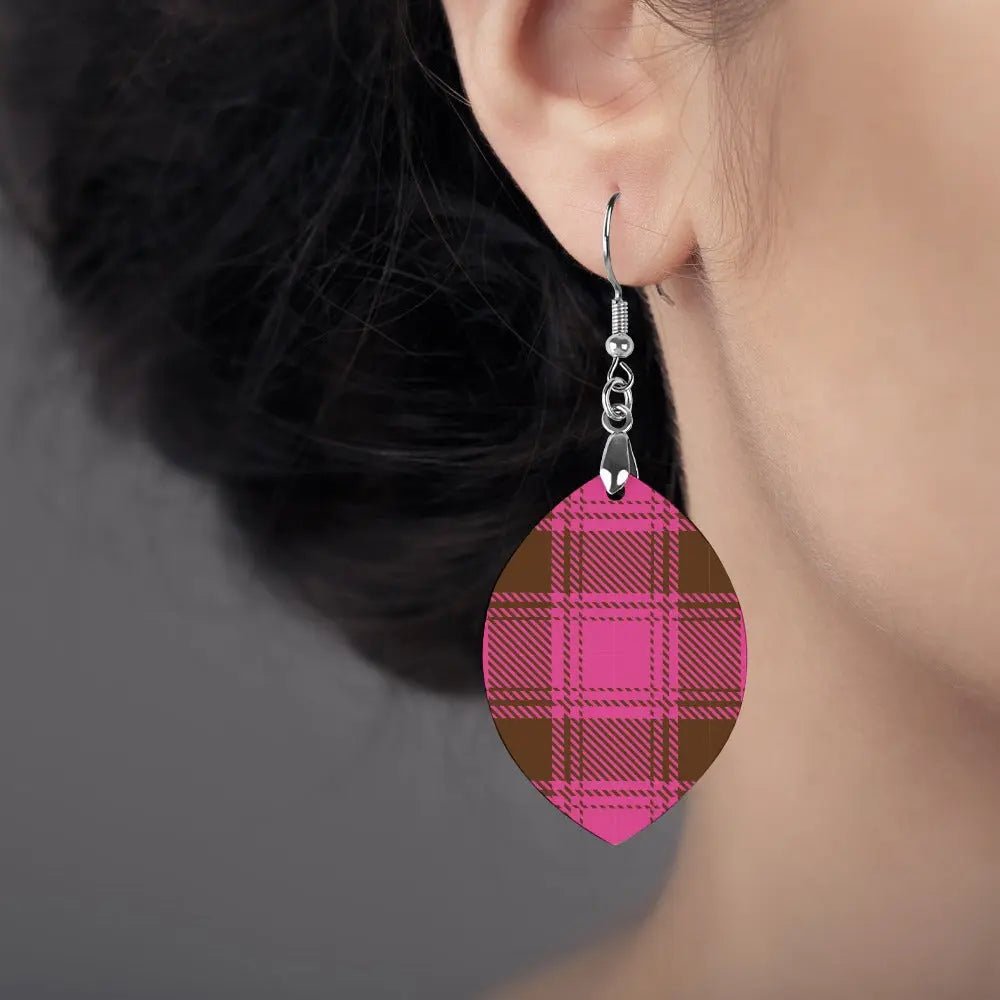 Tartan Wooden Apricot Earring - Piryoung Shop
