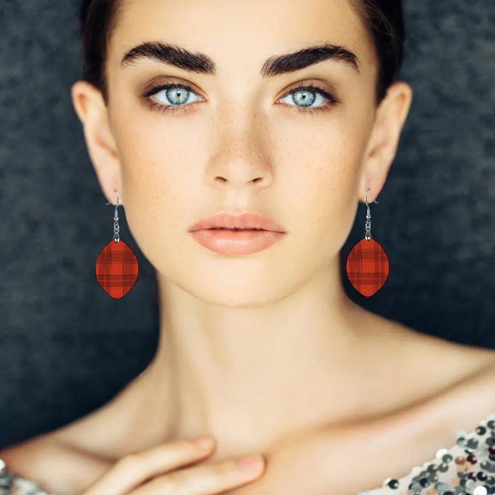 Tartan Wooden Apricot Earring - Piryoung Shop