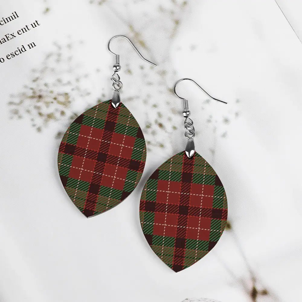 Tartan Wooden Apricot Earring - Piryoung Shop