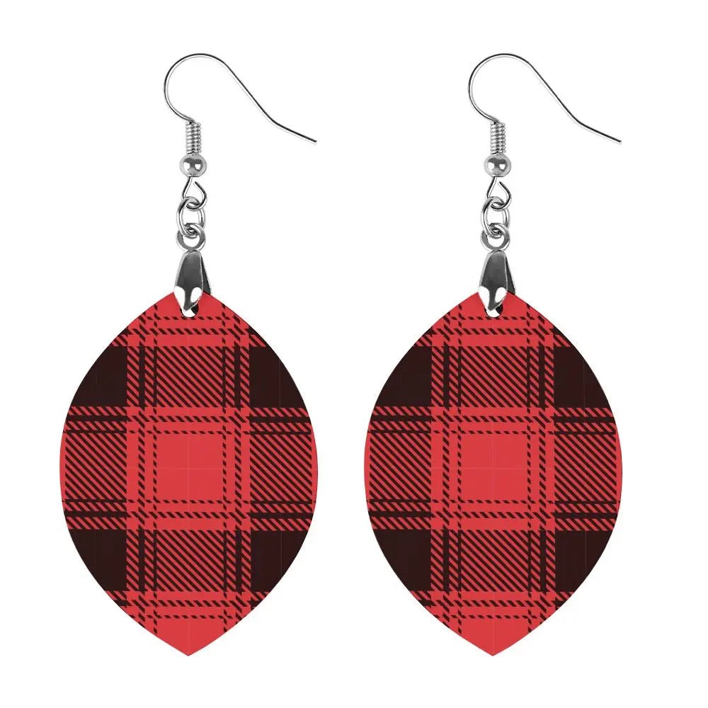 Tartan Wooden Apricot Earring - Piryoung Shop