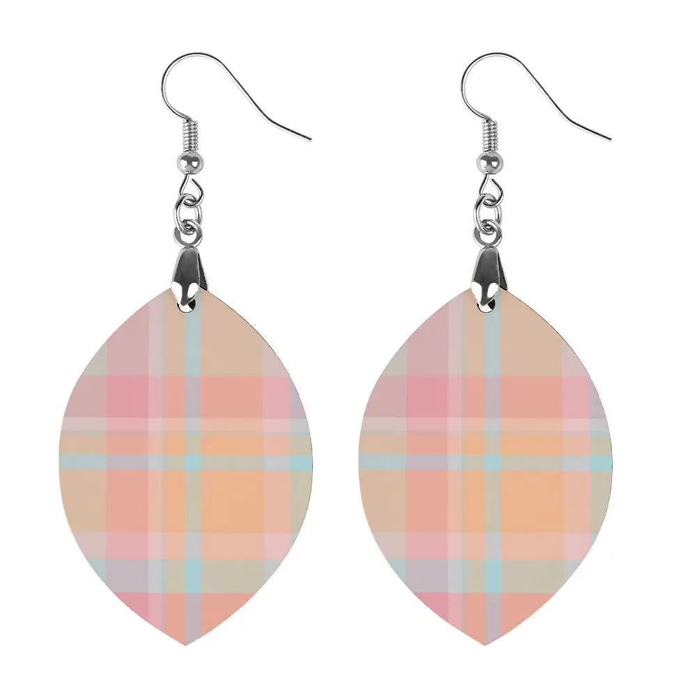 Tartan Wooden Apricot Earring - Piryoung Shop