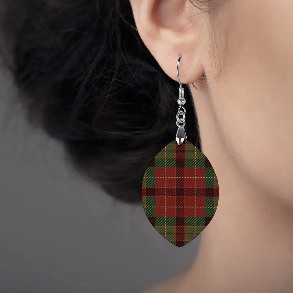 Tartan Wooden Apricot Earring - Piryoung Shop