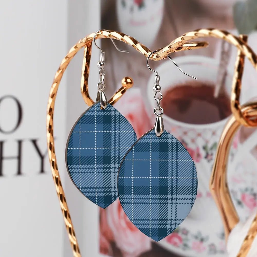Tartan Wooden Apricot Earring - Piryoung Shop