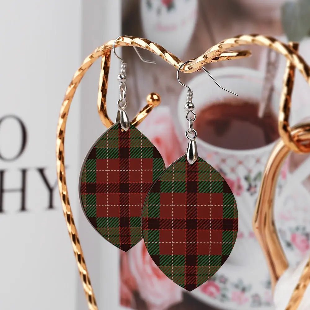 Tartan Wooden Apricot Earring - Piryoung Shop