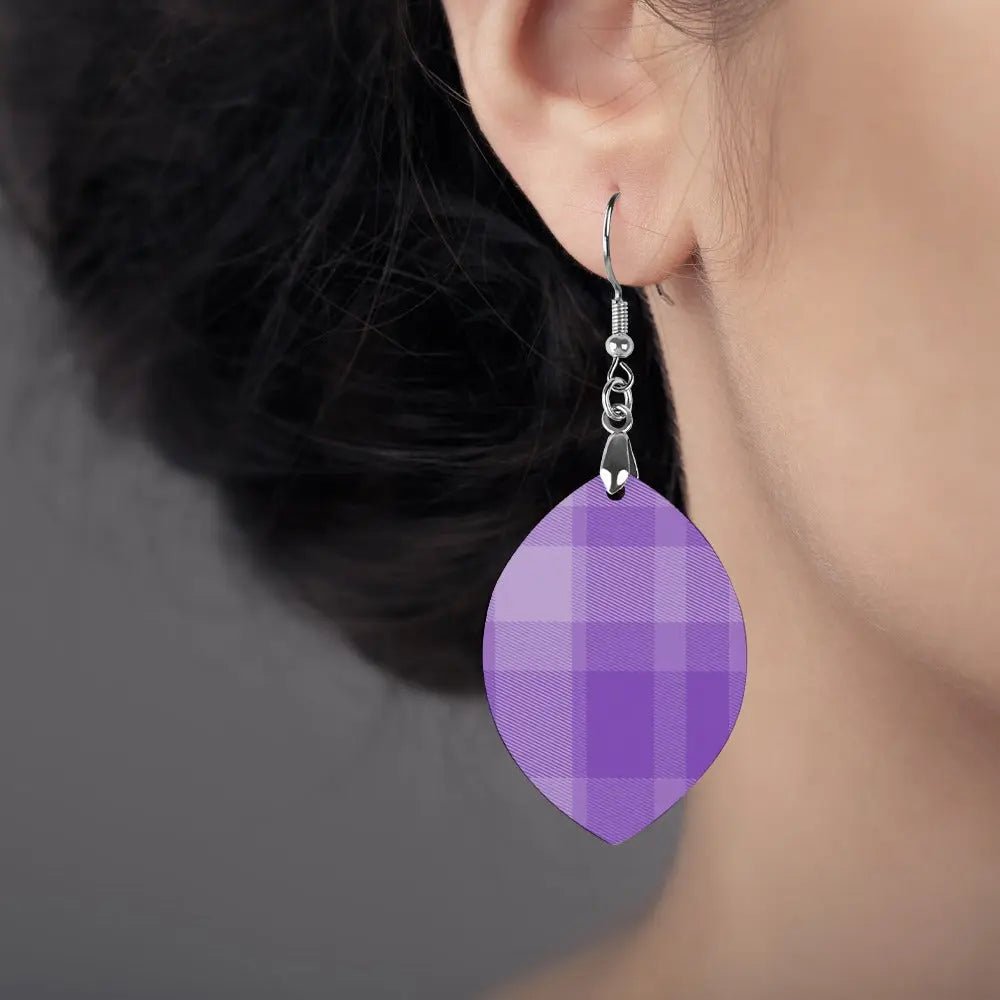 Tartan Wooden Apricot Earring - Piryoung Shop