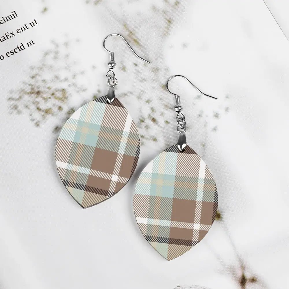 Tartan Wooden Apricot Earring - Piryoung Shop