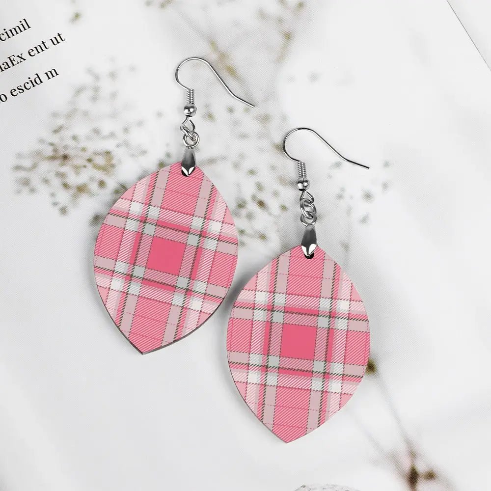 Tartan Wooden Apricot Earring - Piryoung Shop