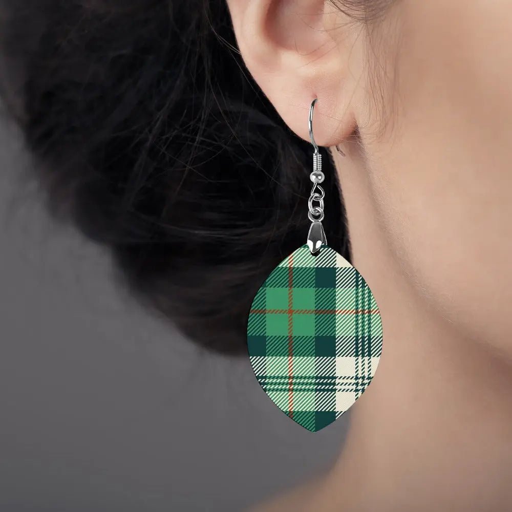 Tartan Wooden Apricot Earring - Piryoung Shop