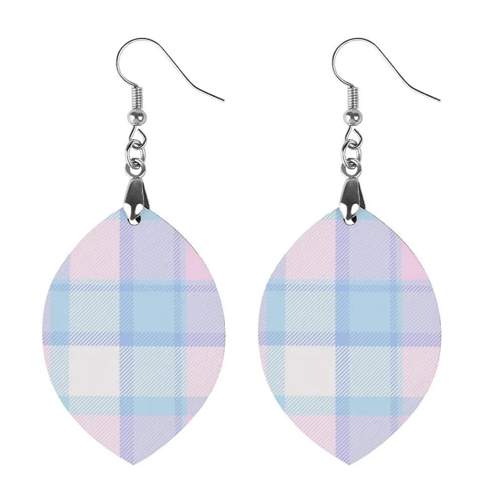 Tartan Wooden Apricot Earring - Piryoung Shop