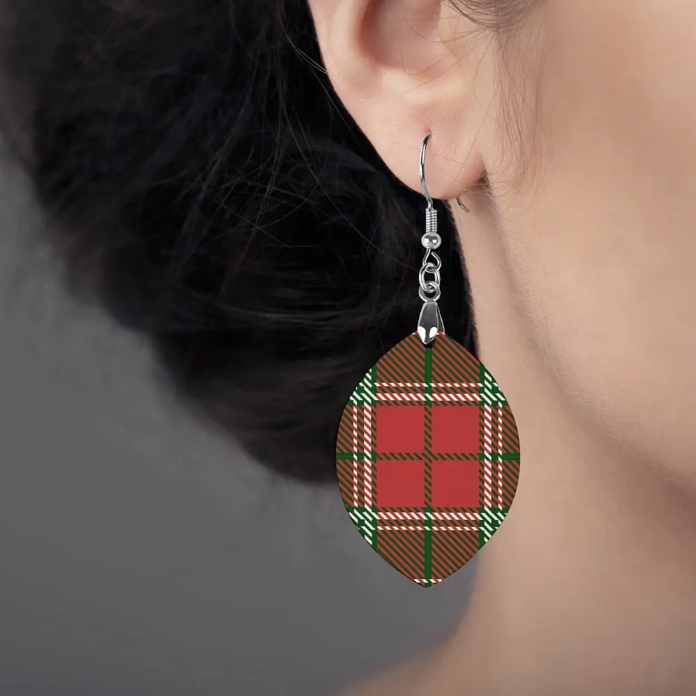 Tartan Wooden Apricot Earring - Piryoung Shop